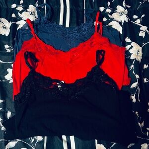 3-$5 Bozzolo Red, Blue and Black Lace Camisole